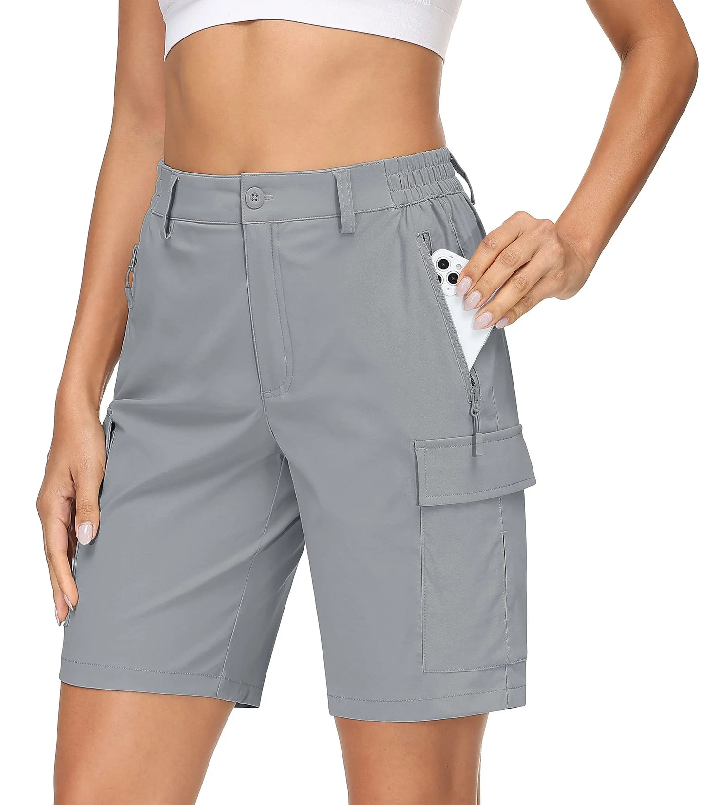 TACVASEN Summer Big Pockets Hiking Cargo Shorts Womens Quick Dry Shorts Travel Athletic Casual Sports Short Pants With 5 Pocket