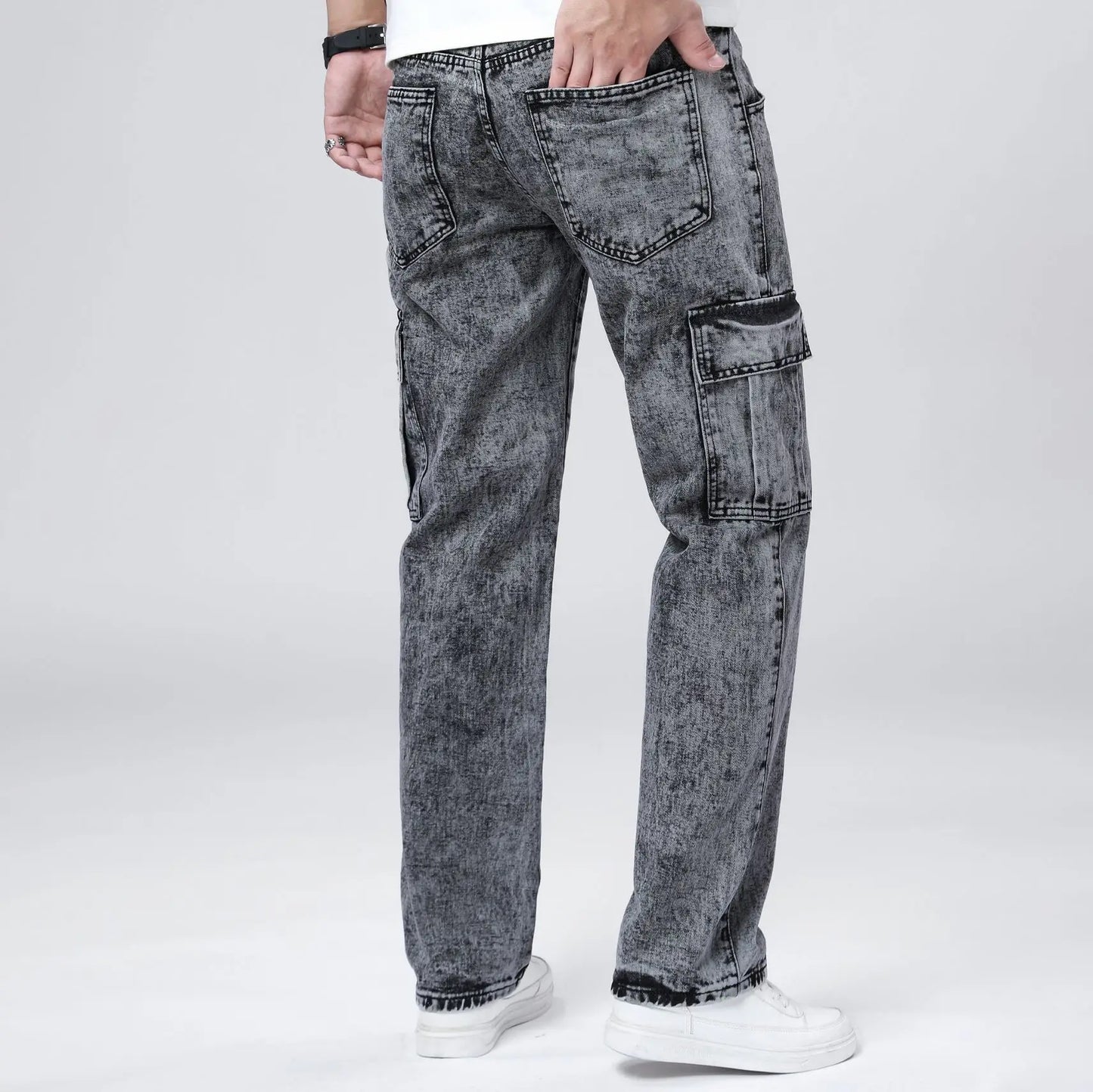Men's Loose Straight Leg Jeans American Fashion Brand Casual Workwear Comfortable Fit Classic Style