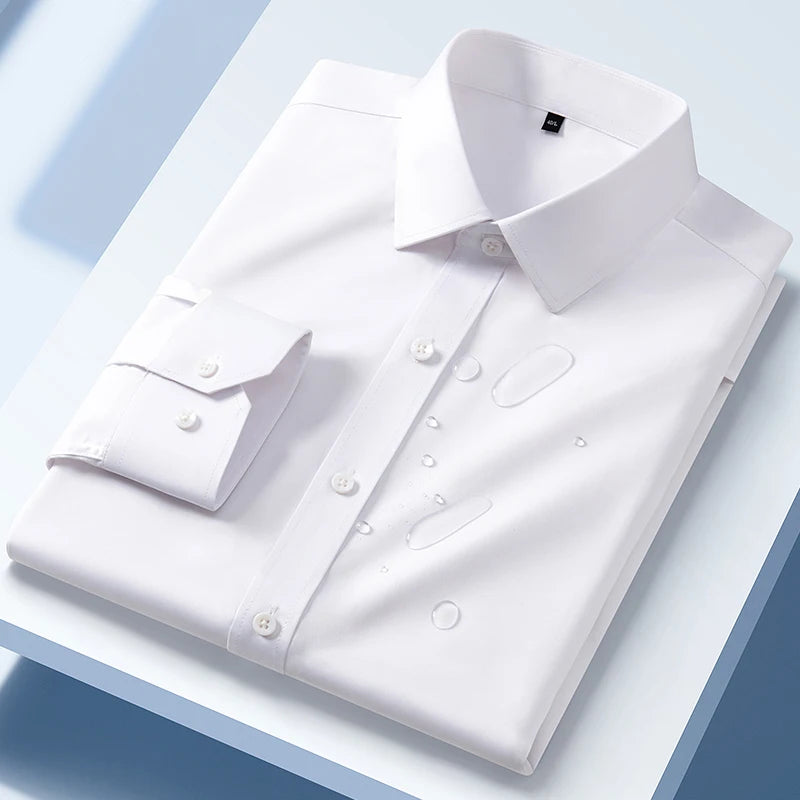 Men's Long Sleeve Dress Shirt Autumn Spring Causal Waterproof And Oil-resistant Regular Fit Anti-wrinkle Formal Male Social Top