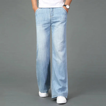 Jeans For Men Men's Big Flared Jeans Boot Cut Leg Flared Loose Fit Mid Waist Light blue Denim Jeans