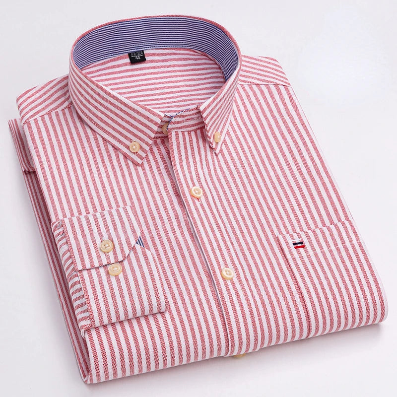 7XL Big Tall Hot Sale Oxford 100% Cotton Men's Shirt Long Sleeve Plus Size Business Casual Durable Work Shirt Men Long Sleeve
