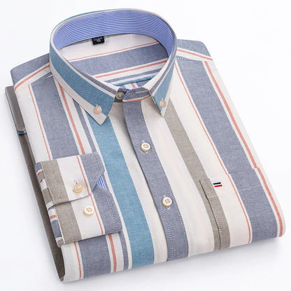 7XL Big Tall Hot Sale Oxford 100% Cotton Men's Shirt Long Sleeve Plus Size Business Casual Durable Work Shirt Men Long Sleeve