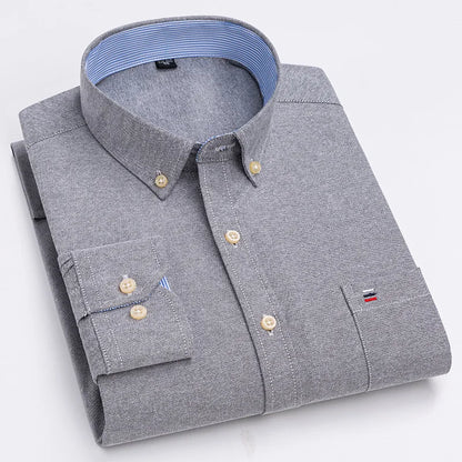 7XL Big Tall Hot Sale Oxford 100% Cotton Men's Shirt Long Sleeve Plus Size Business Casual Durable Work Shirt Men Long Sleeve