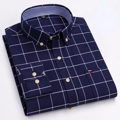 7XL Big Tall Hot Sale Oxford 100% Cotton Men's Shirt Long Sleeve Plus Size Business Casual Durable Work Shirt Men Long Sleeve