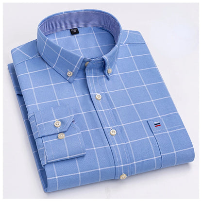 7XL Big Tall Hot Sale Oxford 100% Cotton Men's Shirt Long Sleeve Plus Size Business Casual Durable Work Shirt Men Long Sleeve