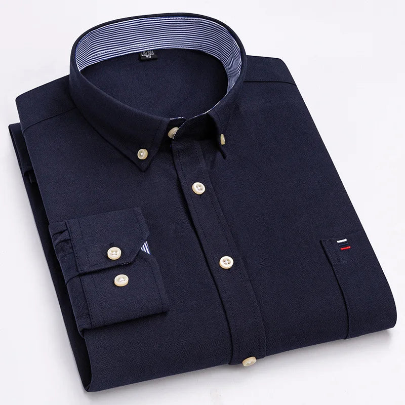 7XL Big Tall Hot Sale Oxford 100% Cotton Men's Shirt Long Sleeve Plus Size Business Casual Durable Work Shirt Men Long Sleeve