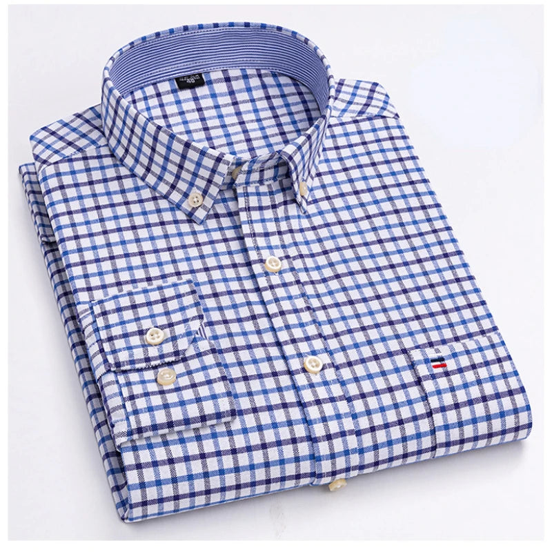 7XL Big Tall Hot Sale Oxford 100% Cotton Men's Shirt Long Sleeve Plus Size Business Casual Durable Work Shirt Men Long Sleeve