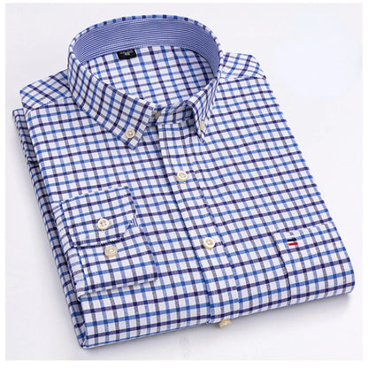 7XL Big Tall Hot Sale Oxford 100% Cotton Men's Shirt Long Sleeve Plus Size Business Casual Durable Work Shirt Men Long Sleeve