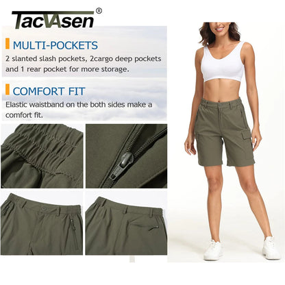 TACVASEN Summer Big Pockets Hiking Cargo Shorts Womens Quick Dry Shorts Travel Athletic Casual Sports Short Pants With 5 Pocket