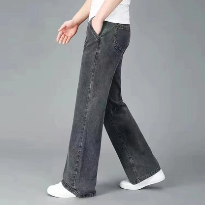 Jeans For Men Men's Big Flared Jeans Boot Cut Leg Flared Loose Fit Mid Waist Light blue Denim Jeans