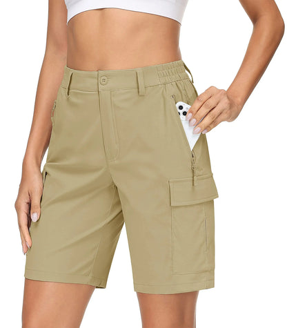 TACVASEN Summer Big Pockets Hiking Cargo Shorts Womens Quick Dry Shorts Travel Athletic Casual Sports Short Pants With 5 Pocket