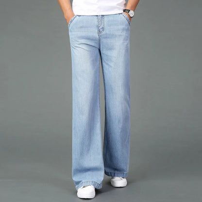 Jeans For Men Men's Big Flared Jeans Boot Cut Leg Flared Loose Fit Mid Waist Light blue Denim Jeans