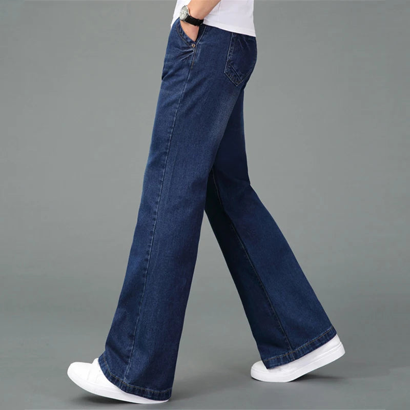 Jeans For Men Men's Big Flared Jeans Boot Cut Leg Flared Loose Fit Mid Waist Light blue Denim Jeans