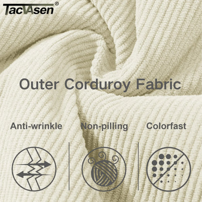 TACVASEN Corduroy Sherpa Fleece Lined Heavy Jackets Womens Fashion Fuzzy Casual Outwears Winter Thermal Coats Female Windbreaker