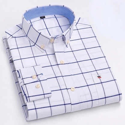 7XL Big Tall Hot Sale Oxford 100% Cotton Men's Shirt Long Sleeve Plus Size Business Casual Durable Work Shirt Men Long Sleeve