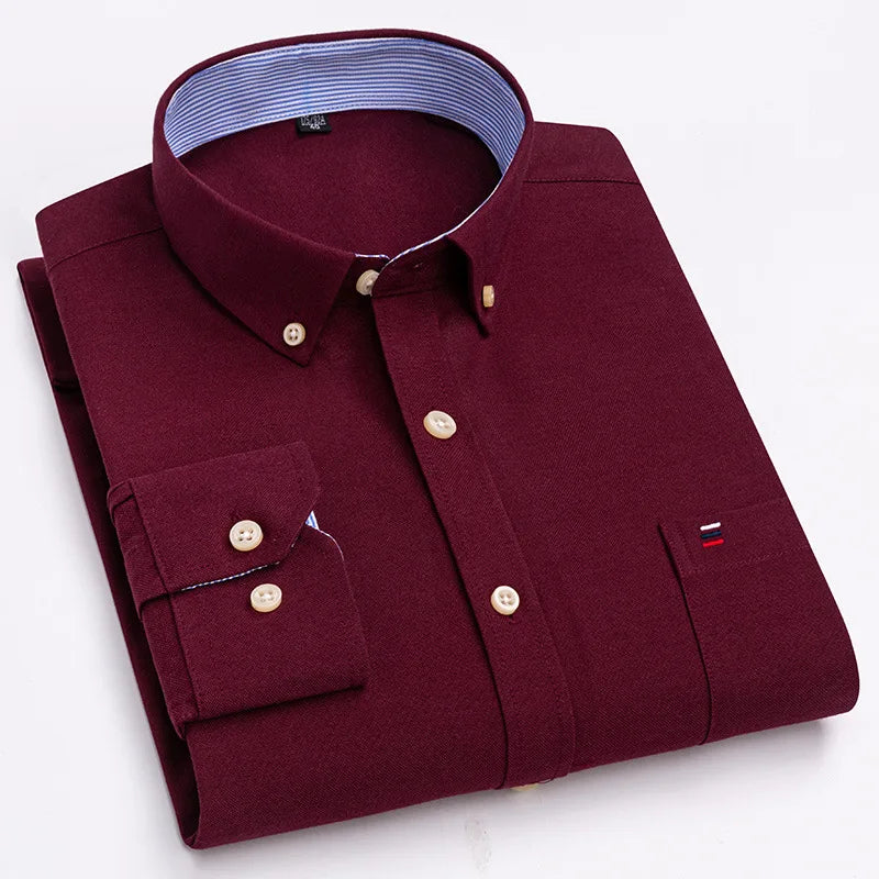 7XL Big Tall Hot Sale Oxford 100% Cotton Men's Shirt Long Sleeve Plus Size Business Casual Durable Work Shirt Men Long Sleeve