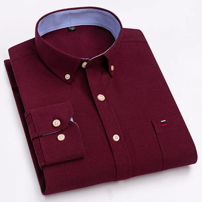 7XL Big Tall Hot Sale Oxford 100% Cotton Men's Shirt Long Sleeve Plus Size Business Casual Durable Work Shirt Men Long Sleeve