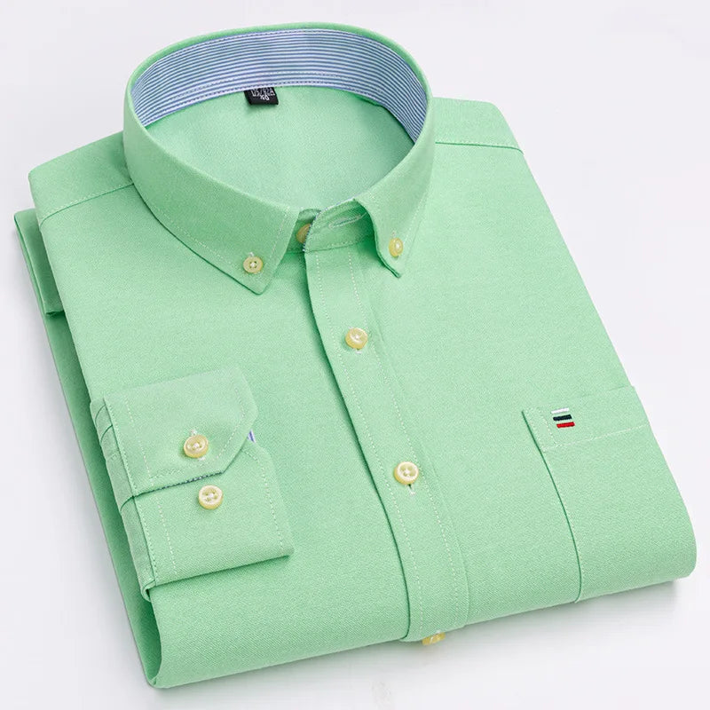 7XL Big Tall Hot Sale Oxford 100% Cotton Men's Shirt Long Sleeve Plus Size Business Casual Durable Work Shirt Men Long Sleeve