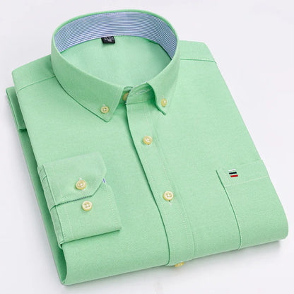 7XL Big Tall Hot Sale Oxford 100% Cotton Men's Shirt Long Sleeve Plus Size Business Casual Durable Work Shirt Men Long Sleeve