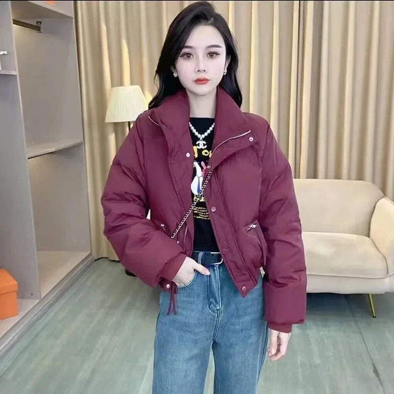2026 Spring and Autumn New Korean Edition Standing Collar Breadmaker Women's Short Casual Lightweight Sastans Coat Slim Coat Tre