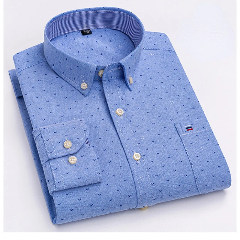7XL Big Tall Hot Sale Oxford 100% Cotton Men's Shirt Long Sleeve Plus Size Business Casual Durable Work Shirt Men Long Sleeve
