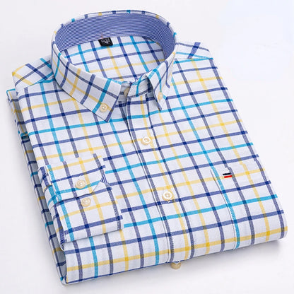 7XL Big Tall Hot Sale Oxford 100% Cotton Men's Shirt Long Sleeve Plus Size Business Casual Durable Work Shirt Men Long Sleeve