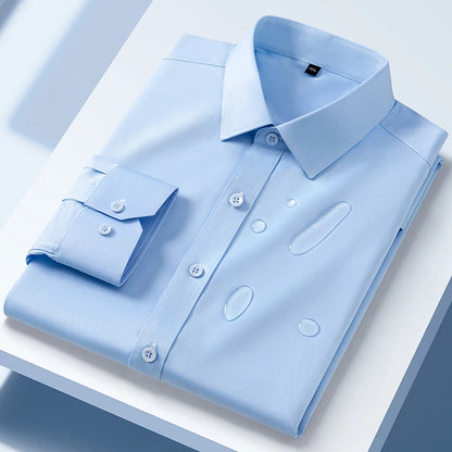 Men's Long Sleeve Dress Shirt Autumn Spring Causal Waterproof And Oil-resistant Regular Fit Anti-wrinkle Formal Male Social Top