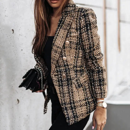 Trendy Women Slim Fit Lady Lapel Buttons Formal Lady Warm