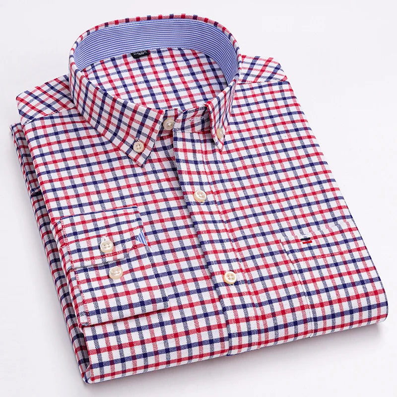 7XL Big Tall Hot Sale Oxford 100% Cotton Men's Shirt Long Sleeve Plus Size Business Casual Durable Work Shirt Men Long Sleeve