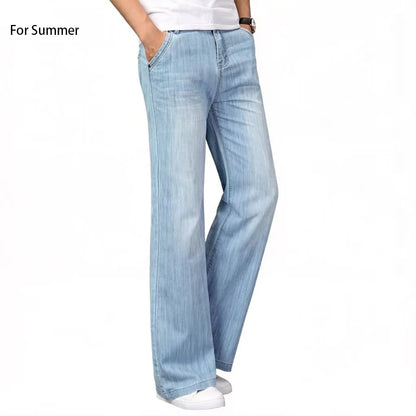 Jeans For Men Men's Big Flared Jeans Boot Cut Leg Flared Loose Fit Mid Waist Light blue Denim Jeans