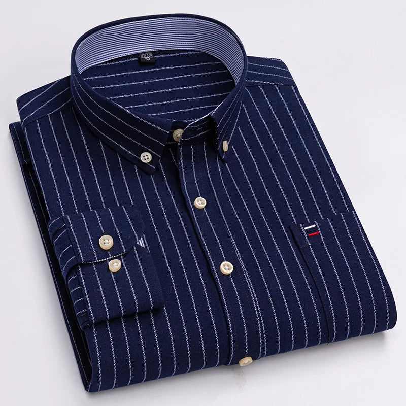 7XL Big Tall Hot Sale Oxford 100% Cotton Men's Shirt Long Sleeve Plus Size Business Casual Durable Work Shirt Men Long Sleeve