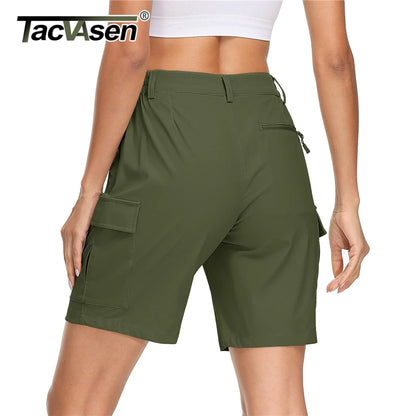 TACVASEN Summer Big Pockets Hiking Cargo Shorts Womens Quick Dry Shorts Travel Athletic Casual Sports Short Pants With 5 Pocket
