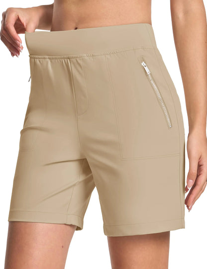 TACVASEN Women's High Waisted Hiking Golf Shorts with 4 Pockets 7" Lightweight Stretchy Athletic Running Summer Shorts Quick Dry
