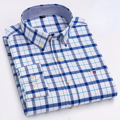 7XL Big Tall Hot Sale Oxford 100% Cotton Men's Shirt Long Sleeve Plus Size Business Casual Durable Work Shirt Men Long Sleeve