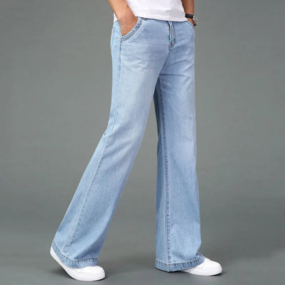 Jeans For Men Men's Big Flared Jeans Boot Cut Leg Flared Loose Fit Mid Waist Light blue Denim Jeans