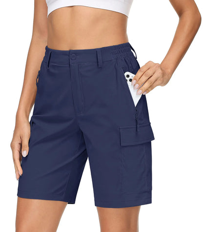 TACVASEN Summer Big Pockets Hiking Cargo Shorts Womens Quick Dry Shorts Travel Athletic Casual Sports Short Pants With 5 Pocket