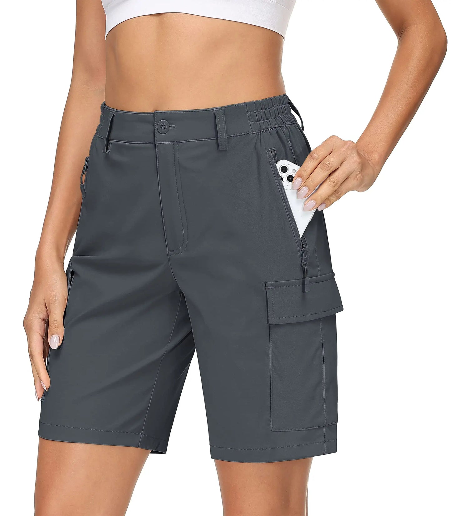 TACVASEN Summer Big Pockets Hiking Cargo Shorts Womens Quick Dry Shorts Travel Athletic Casual Sports Short Pants With 5 Pocket