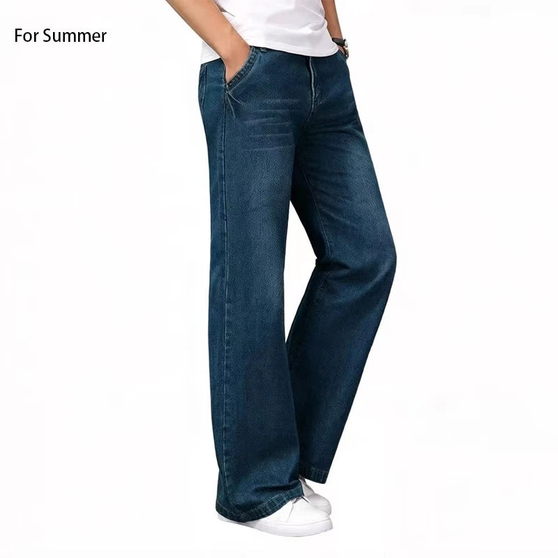 Jeans For Men Men's Big Flared Jeans Boot Cut Leg Flared Loose Fit Mid Waist Light blue Denim Jeans