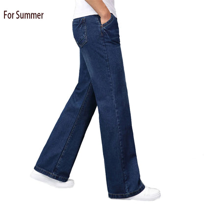 Jeans For Men Men's Big Flared Jeans Boot Cut Leg Flared Loose Fit Mid Waist Light blue Denim Jeans