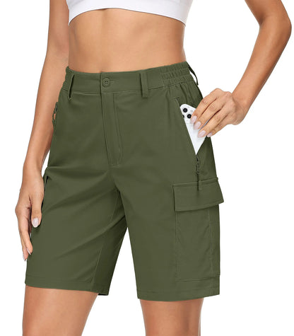 TACVASEN Summer Big Pockets Hiking Cargo Shorts Womens Quick Dry Shorts Travel Athletic Casual Sports Short Pants With 5 Pocket