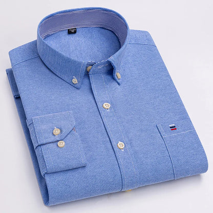 7XL Big Tall Hot Sale Oxford 100% Cotton Men's Shirt Long Sleeve Plus Size Business Casual Durable Work Shirt Men Long Sleeve