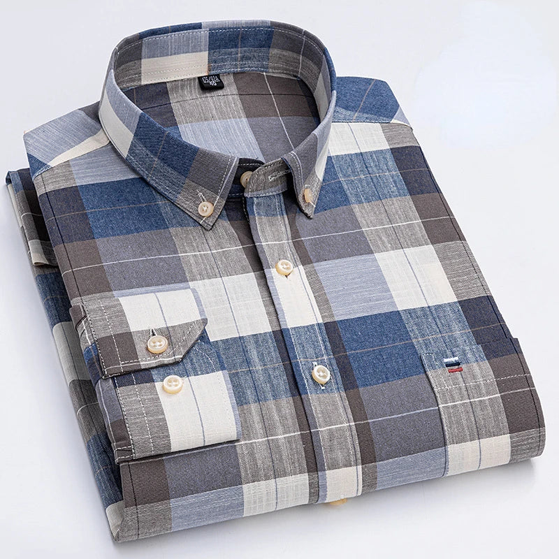7XL Big Tall Hot Sale Oxford 100% Cotton Men's Shirt Long Sleeve Plus Size Business Casual Durable Work Shirt Men Long Sleeve