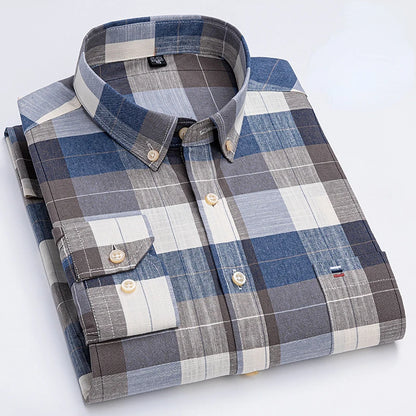 7XL Big Tall Hot Sale Oxford 100% Cotton Men's Shirt Long Sleeve Plus Size Business Casual Durable Work Shirt Men Long Sleeve