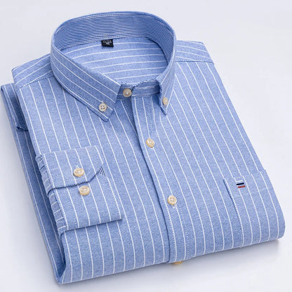 7XL Big Tall Hot Sale Oxford 100% Cotton Men's Shirt Long Sleeve Plus Size Business Casual Durable Work Shirt Men Long Sleeve