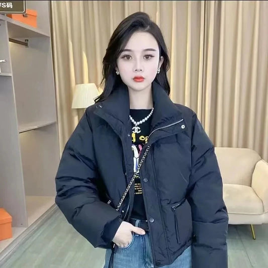 2026 Spring and Autumn New Korean Edition Standing Collar Breadmaker Women's Short Casual Lightweight Sastans Coat Slim Coat Tre