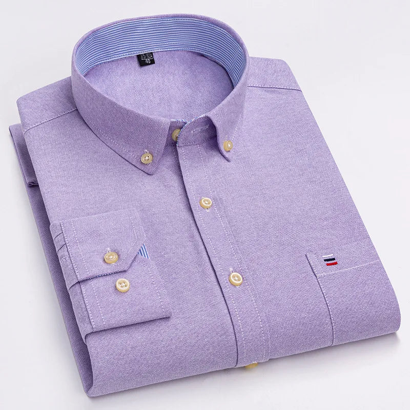 7XL Big Tall Hot Sale Oxford 100% Cotton Men's Shirt Long Sleeve Plus Size Business Casual Durable Work Shirt Men Long Sleeve