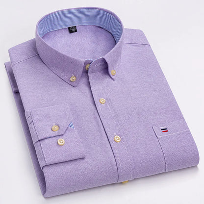 7XL Big Tall Hot Sale Oxford 100% Cotton Men's Shirt Long Sleeve Plus Size Business Casual Durable Work Shirt Men Long Sleeve