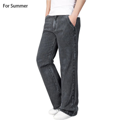 Jeans For Men Men's Big Flared Jeans Boot Cut Leg Flared Loose Fit Mid Waist Light blue Denim Jeans