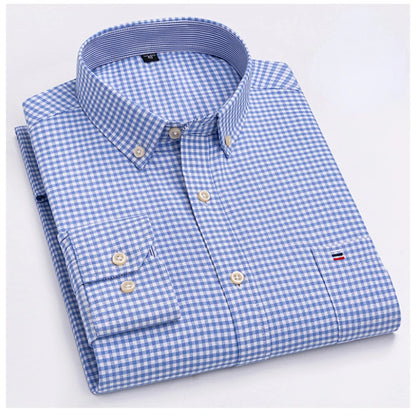 7XL Big Tall Hot Sale Oxford 100% Cotton Men's Shirt Long Sleeve Plus Size Business Casual Durable Work Shirt Men Long Sleeve
