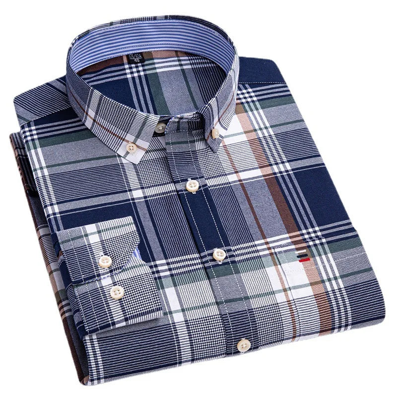7XL Big Tall Hot Sale Oxford 100% Cotton Men's Shirt Long Sleeve Plus Size Business Casual Durable Work Shirt Men Long Sleeve